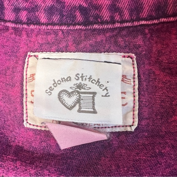 VINTAGE 1980s Sundance Button Down Lightweight Jacket Pink Tribal One Size 80s - Picture 10 of 12